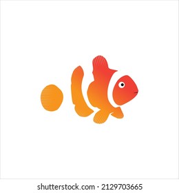 Simple cute clown fish an animal in gradient cartoon vector