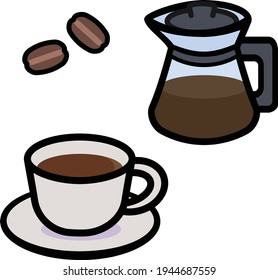 Conjunto de ilustraciones de café simple y lindo