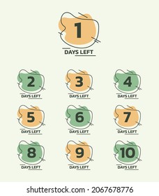 Simple cute color countdown timer vector design template with number day left icon
