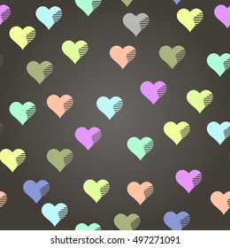 Simple and cute colored hearts seamless pattern. 