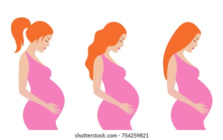 Simple Cute Colorful Vector Illustration Pregnant Stock Vector (Royalty ...