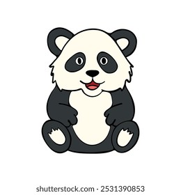 Simple cute coloring page animal panda outline flat design illustration