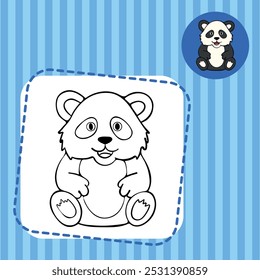 Simple cute coloring page animal panda outline flat design illustration