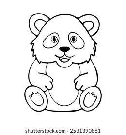 Simple cute coloring page animal panda outline flat design illustration