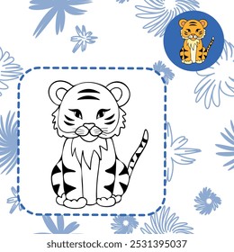 Simple cute coloring page animal giraffe outline flat design illustration