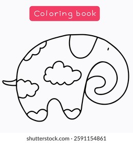 A simple and cute coloring page for kids with fluffy clouds