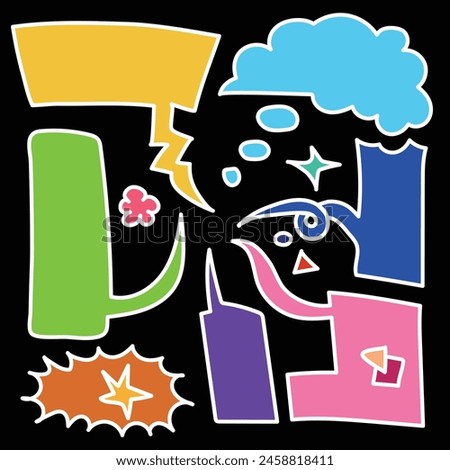Simple cute comic cartoon style dialog box title vector