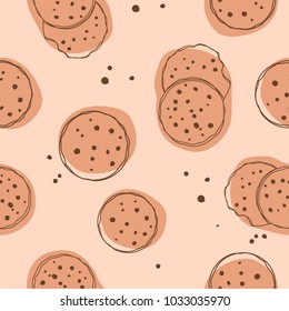 Simple cute cookie flat vector seamless pattern