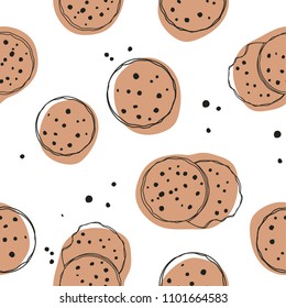 Simple Cute Cookie Flat Vector Seamless Pattern