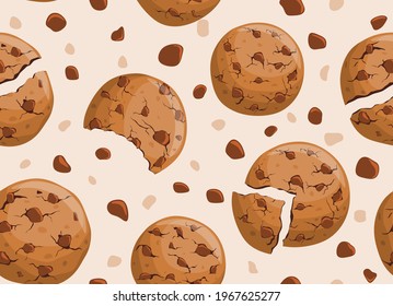 	
Simple cute cookie flat vector seamless pattern. vector illustration