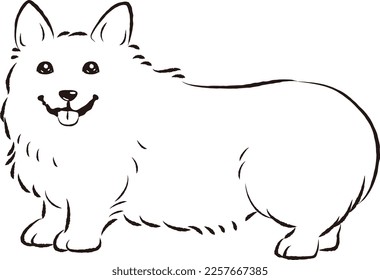 Simple and cute corgi hand-drawn line drawing vector illustration