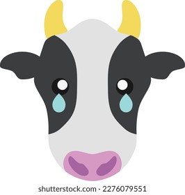 simple cute cow crying face