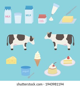 Simple and cute dairy clip art set