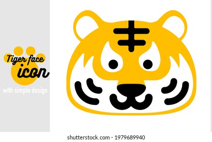 Simple and cute design tiger face vector illustration