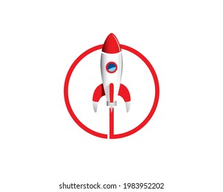 simple cute detail vector illustration of rocket space shuttle on launch