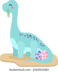 simple cute dino brontosaurus vector