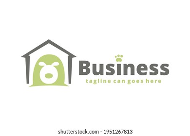 simple cute dog house logo