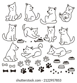 "Simple and cute dog
Illustration material collection,"