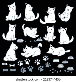 "Simple and cute dog
Illustration material collection,"