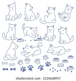 "Simple and cute dog
Illustration material collection,"