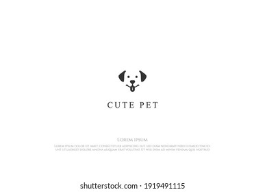 Simple Cute Dog Puppy Logo Design Vector