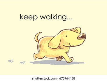 simple cute dog walking cartoon