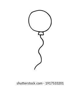 Simple cute doodle vector air balloon. Hand drawn clipart, isolated on white backdrop. 