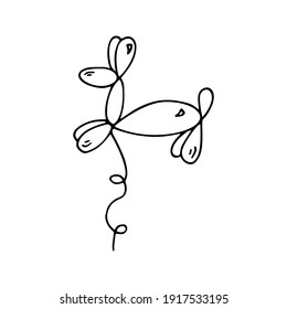 Simple cute doodle vector dog balloon. Hand drawn clipart, isolated on white backdrop. 