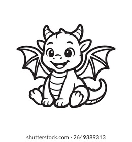 Simple cute dragon drawing for children’s art projects storybooks and products