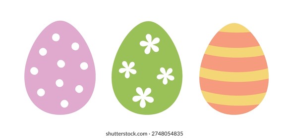 Simple cute Easter egg clipart set.
Cute patterned Easter eggs flat vector.
Colorful Easter egg cartoon illustration collection.