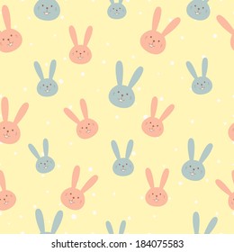 Simple cute easter pattern with rabbits. Endless texture can be used for printing onto fabric and paper or scrap booking. 