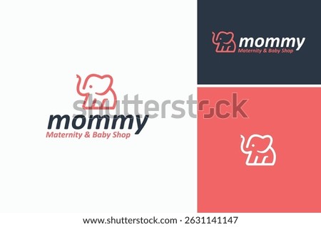 A Simple Cute Elephant Cub Line Art for Newborn Baby Birth Shop or Maternity Logo design