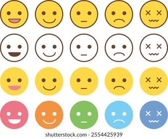 Simple and cute emoticon icon set