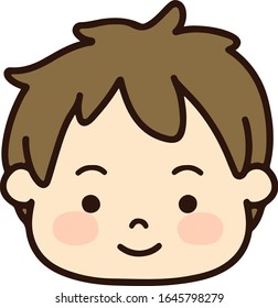 La cara simple y linda de un niño sonriendo