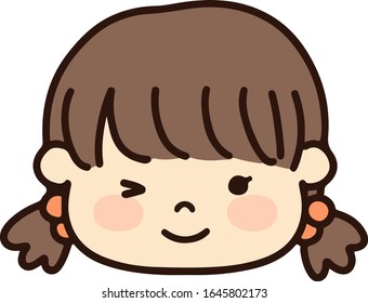Simple and cute face of a girl winking