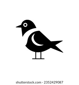 simple cute fat bird wild animal black logo vector illustration template design