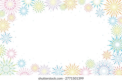 Simple and cute fireworks frame illustration