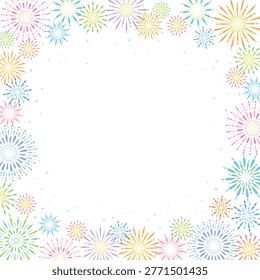 Simple and cute fireworks frame illustration