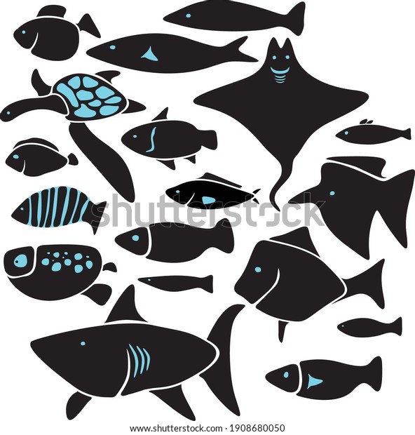 Simple Cute Fish Vector Collections Stock Vector (Royalty Free ...