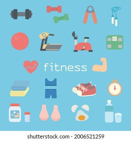 Simple And Cute Fitness Illustration Set