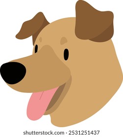 Simple and cute flat colored brown dog head