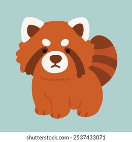 Simple and cute flat colored full body Red Panda