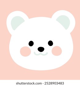 Simple and cute flat colored Polar Bear front face