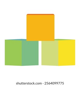 A simple and cute flat design illustration of green, yellow, and orange blocks.