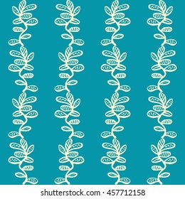 Simple cute floral background with flowers and branches. Seamless pattern for your design.