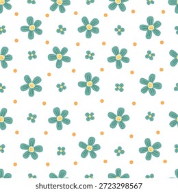 Einfaches süßes florales Doodle-Muster, handgemalte Blütenblüten, Tapete Hintergrund