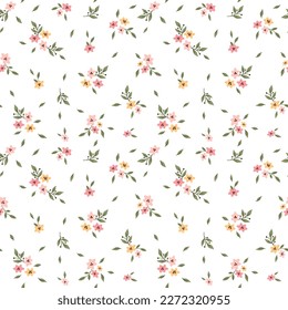 Simple cute floral pattern. Ditsy print. Floral seamless background. Design for fashion prints, paper goods, background, wallpaper, wrapping, fabric and all your creative projects.