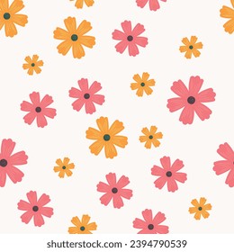 Simple cute floral pattern. romantic flower seamless pattern illustration.