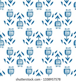 Simple cute floral seamless pattern. Vector hand drawn seamless texture for textile design, wrapping and wallpapers. Summer surface design template.