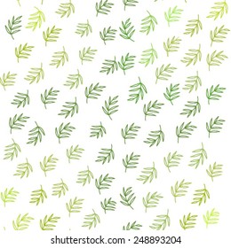 Simple and cute floral seamless pattern. Spring branches and leaves. Vectorized watercolor drawing.